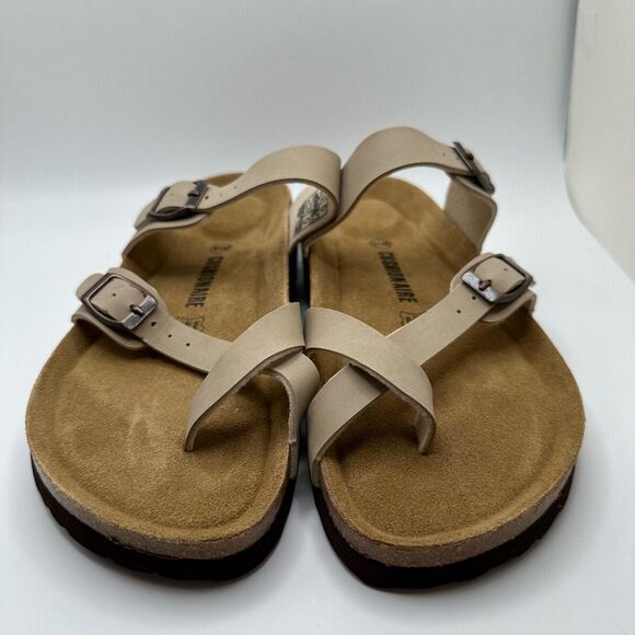 CUSHIONAIRE Women's Cork Footbed Sandal With +Comfort 9.5 TAUPE - Picture 2 of 7